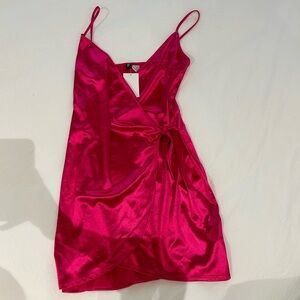 NWT H&M Pink Satin Wrap Mini Dress